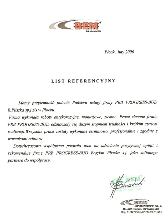 List referencyjny: BEM