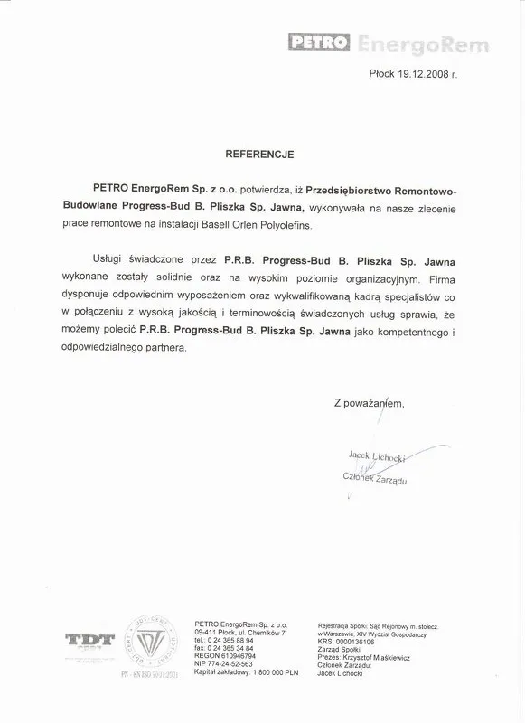 List referencyjny: Energorem