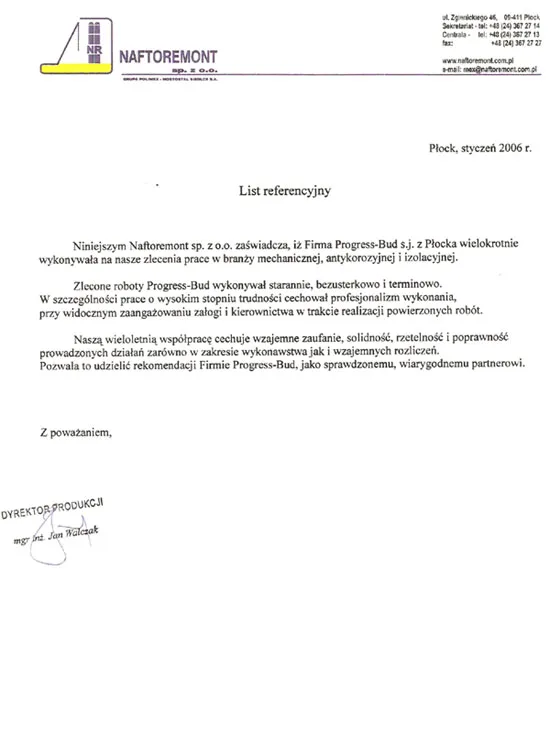 List referencyjny: NAFTOREMONT