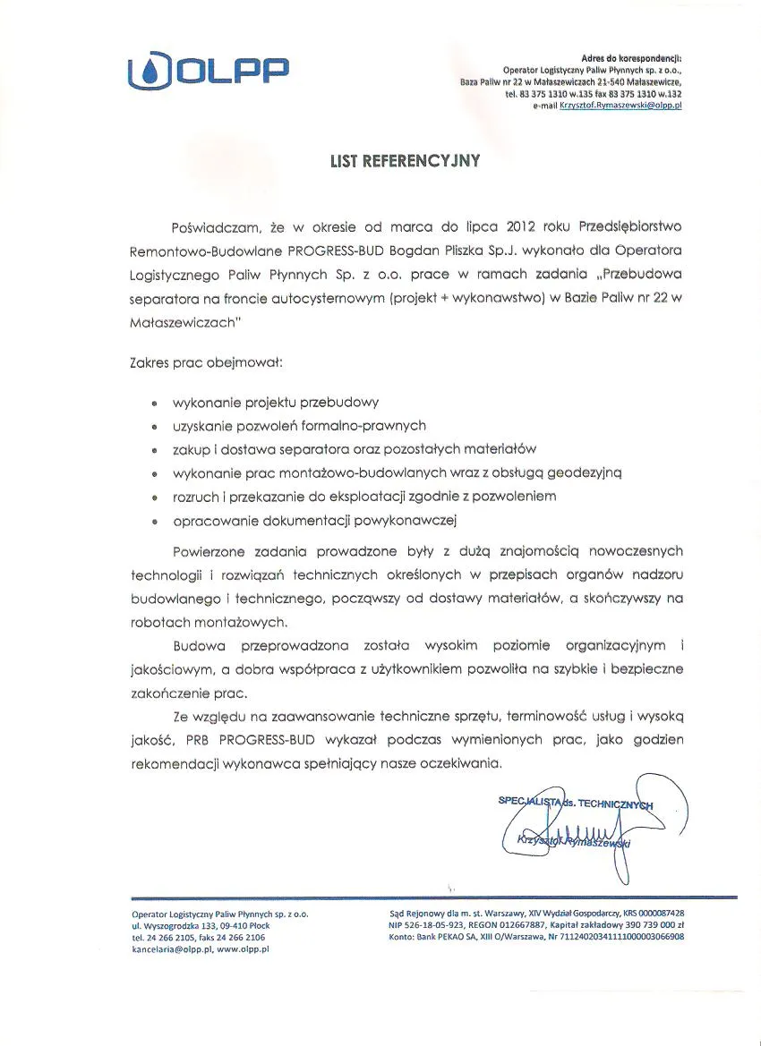 List referencyjny: OLPP