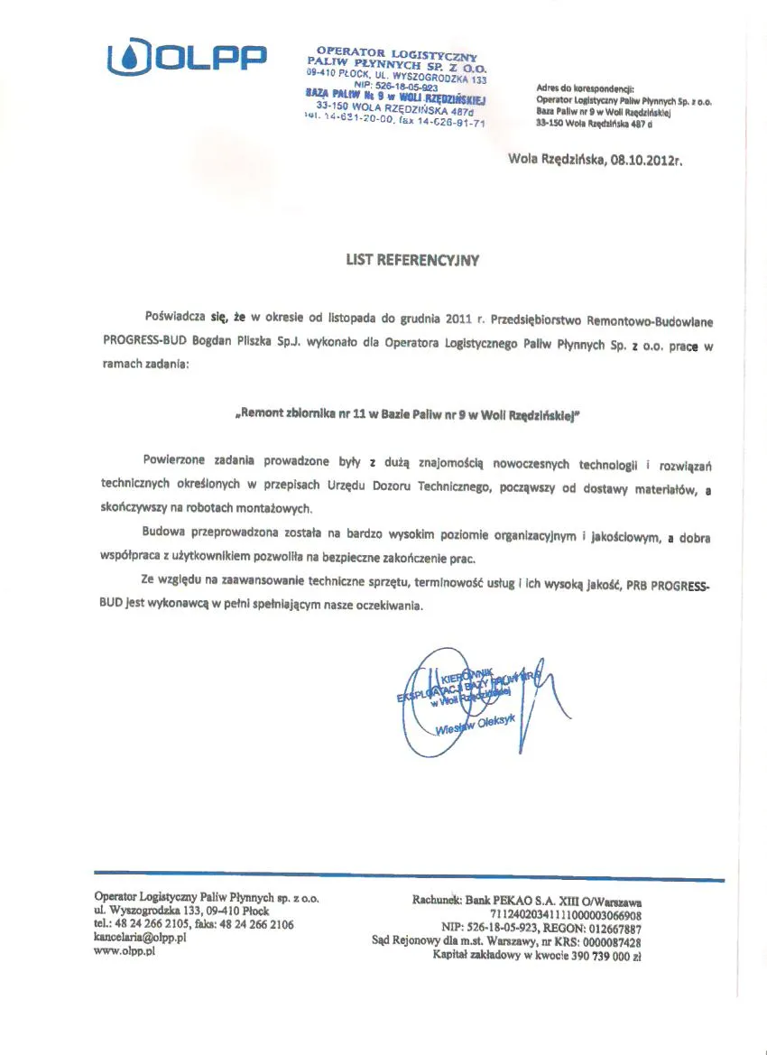 List referencyjny: OLPP