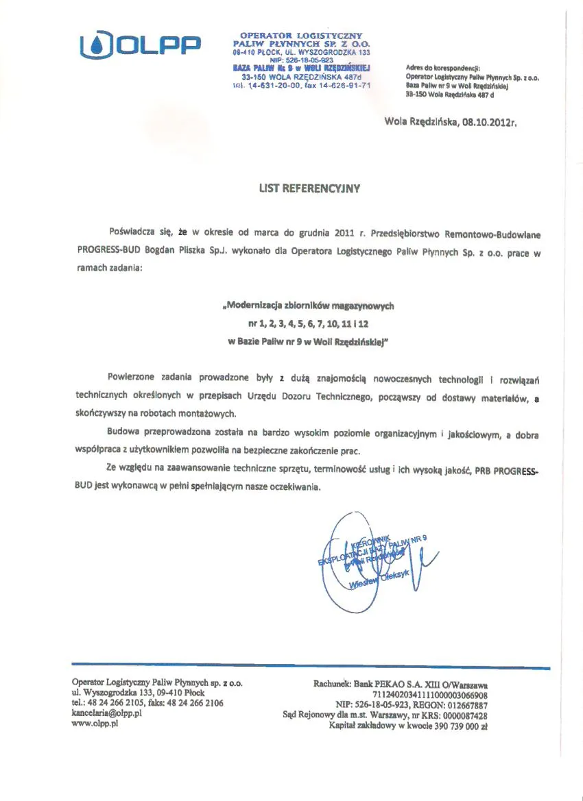 List referencyjny: OLPP