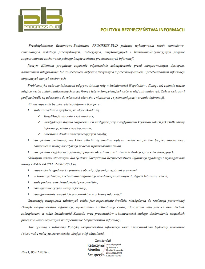 Polityka Bezpieczeństwa Informacji