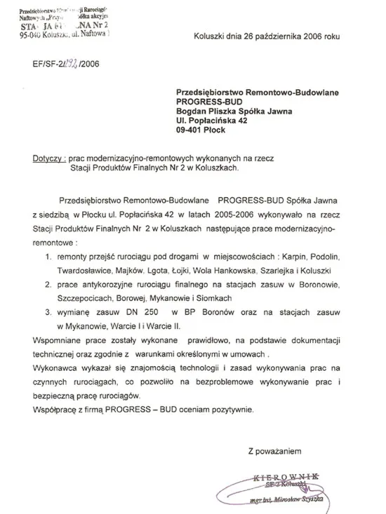 List referencyjny: PERN – SPF nr 2 Koluszki